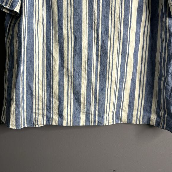 Cabi Blue and White Striped Short Puff Sleeve Blouse Small Cutout Size Small - Picture 5 of 9